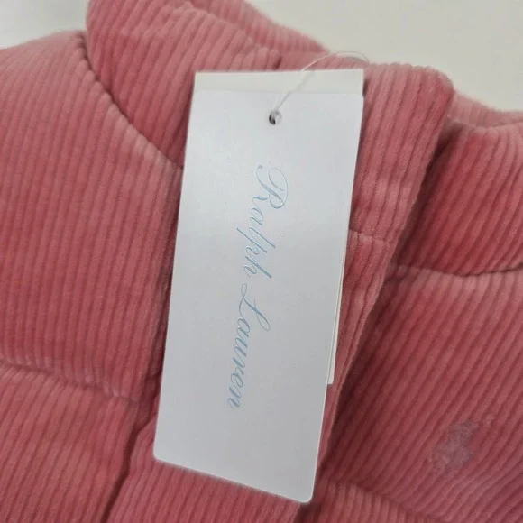 Ralph Lauren Vest Infant Girls 12-18M Pink Corduroy Puffer Quilted Sleeveless - Picture 2 of 9